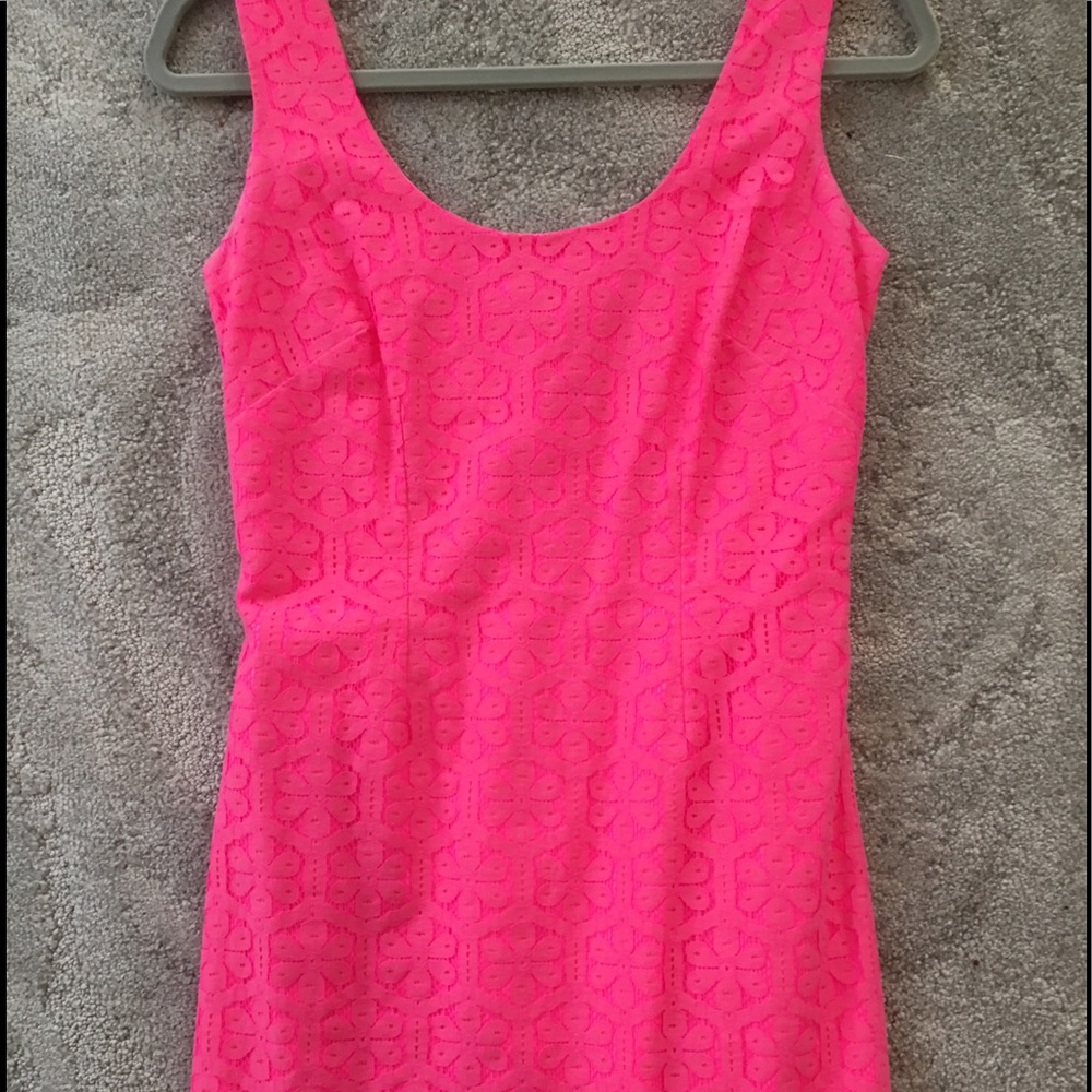 Lilly Pulitzer Neon Pink Sleeveless Eyelet Shift Dress